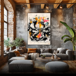 Soldaten die schaken - Antiwar Street Art Poster