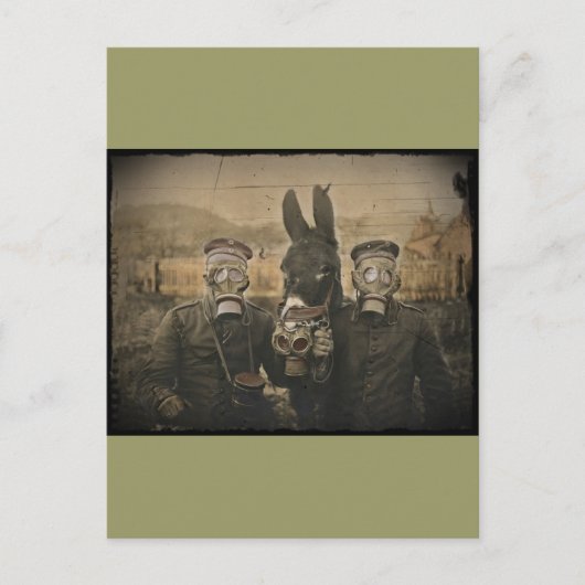 Soldaten Donkey en gasmaskers Briefkaart (Voorkant)