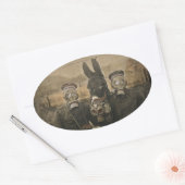 Soldaten Donkey en gasmaskers Ovale Sticker (Envelop)