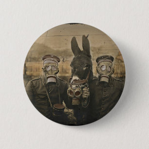 Soldaten Donkey en gasmaskers Ronde Button 5,7 Cm