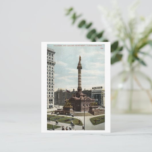 Soldaten en zeelieden Monument Cleveland 1910 Vint Briefkaart (Staand voorkant)