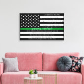 Soldaten Gebed Gepersonaliseerde dunne groene lijn Canvas Afdruk (Insitu (Woonkamer))