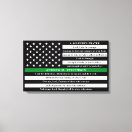 Soldaten Gebed Gepersonaliseerde dunne groene lijn Canvas Afdruk