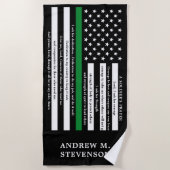 Soldaten Gebed Gepersonaliseerde dunne groene lijn Strandlaken (Voorkant)