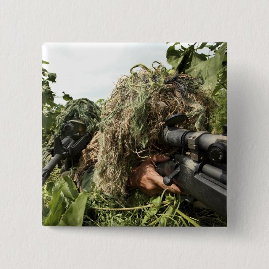 Soldaten gekleed in ghillie pakken vierkante button 5,1 cm (Voorkant)