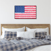 Soldaten geprezen op de Amerikaanse vlag Canvas Afdruk (Insitu (Slaapkamer))