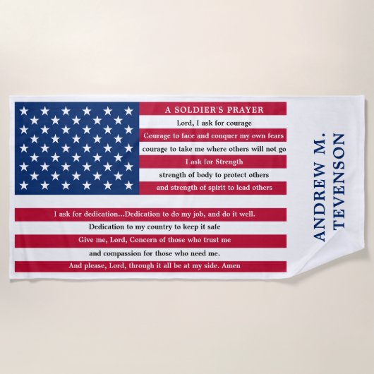 Soldaten geprezen op de Amerikaanse vlag Strandlaken (Voorkant)