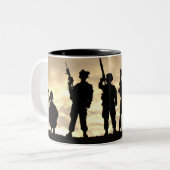 Soldaten in het leger van Silhouette Tweekleurige Koffiemok (Voorkant links)