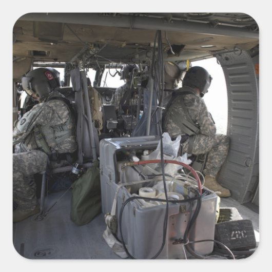 soldaten letten op gevaren vierkante sticker (Voorkant)