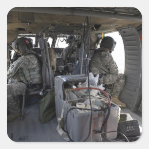 soldaten letten op gevaren vierkante sticker