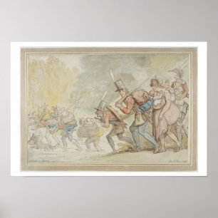 Soldaten op een maart, 1805 (pen, inkt en watercol poster