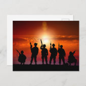 Soldaten op zonsondergang briefkaart (Voorkant / Achterkant)