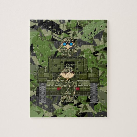 Soldaten van het Britse leger en Tank Jigzaag Puzz Legpuzzel (Verticaal)
