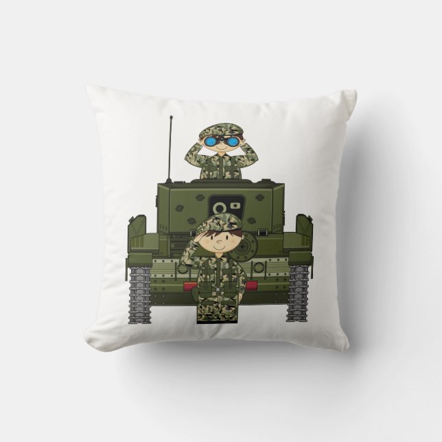 Soldaten van het Britse leger en Tank Pillow Kussen (Voorkant)