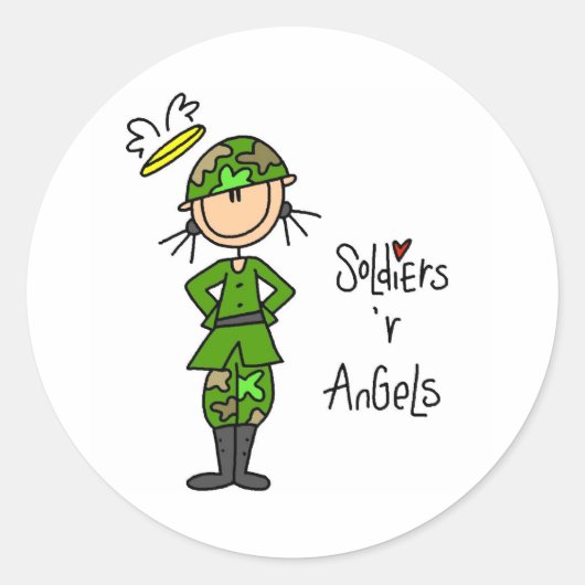 Soldaten zijn engelen ronde sticker (Voorkant)