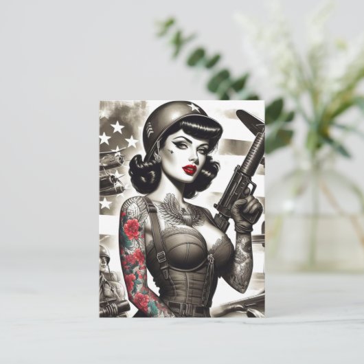  soldatenmeisje briefkaart (Staand voorkant)