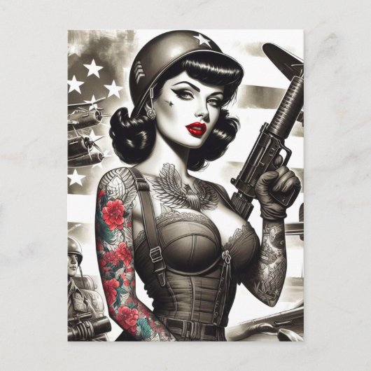  soldatenmeisje briefkaart (Voorkant)