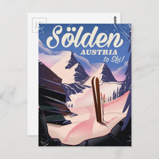 Sölden Austria  poster Briefkaart (Voorkant / Achterkant)