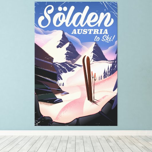 Sölden Austria poster Canvas Afdruk (Insitu (Houten vloer))