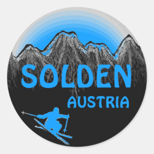 Solden Oostenrijk blauw ski logo art stickers