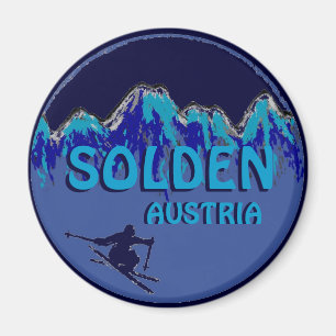 Solden Oostenrijk blauw thema ski logo magneet