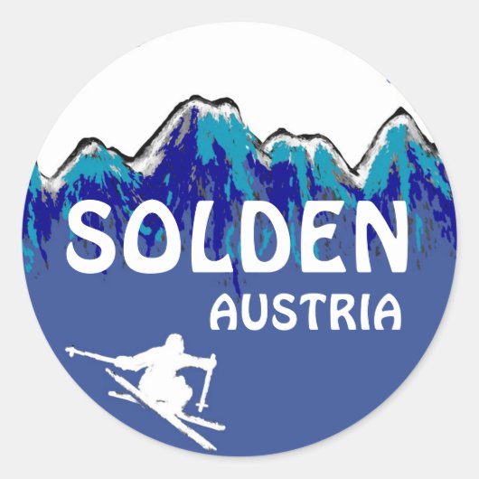 Solden Oostenrijk blauw wit ski logo stickers (Voorkant)