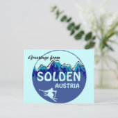 Solden Oostenrijk blue ski logo groetjes briefkaar Briefkaart (Staand voorkant)