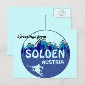Solden Oostenrijk blue ski logo groetjes briefkaar Briefkaart (Voorkant / Achterkant)