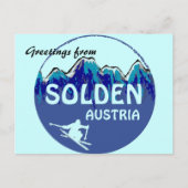 Solden Oostenrijk blue ski logo groetjes briefkaar Briefkaart (Voorkant)