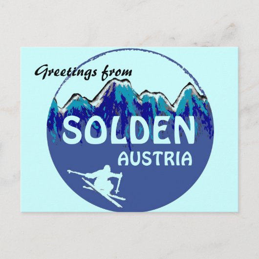 Solden Oostenrijk blue ski logo groetjes briefkaar Briefkaart (Voorkant)