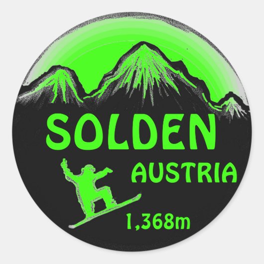 Solden Oostenrijk groene snowboard kunst stickers (Voorkant)