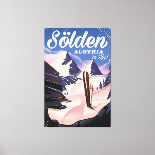 Sölden Oostenrijk vintage skiposter Canvas Afdruk (Voorkant)