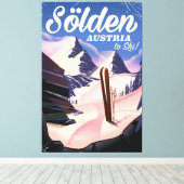 Sölden Oostenrijk vintage skiposter Canvas Afdruk (Insitu (Houten vloer))