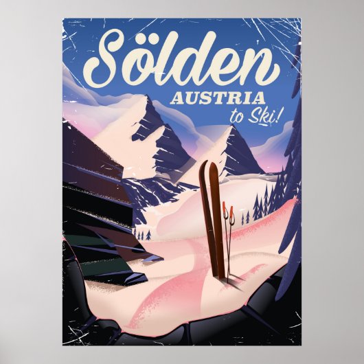 Sölden Oostenrijk vintage skiposter Poster (Voorkant)