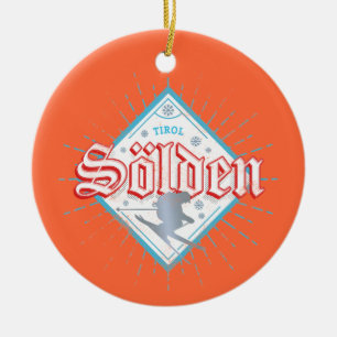 Solden Tirol Retro Skier  Ski Holiday Keramisch Ornament