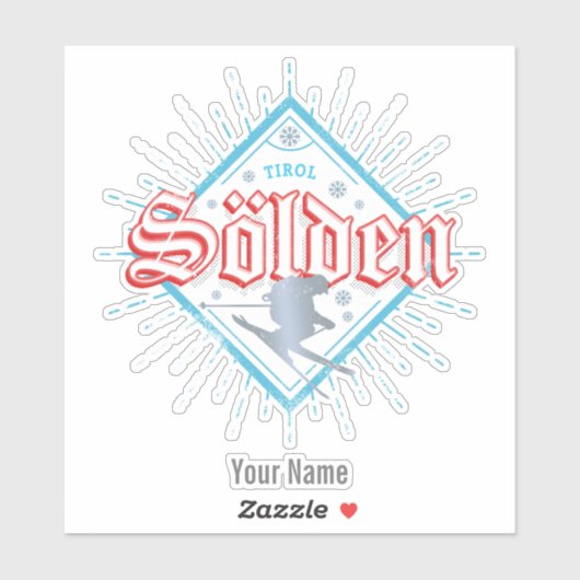 Solden Tirol Retro Skier Ski Holiday Sticker (Vel)