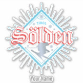 Solden Tirol Retro Skier Ski Holiday Sticker (Voorkant)