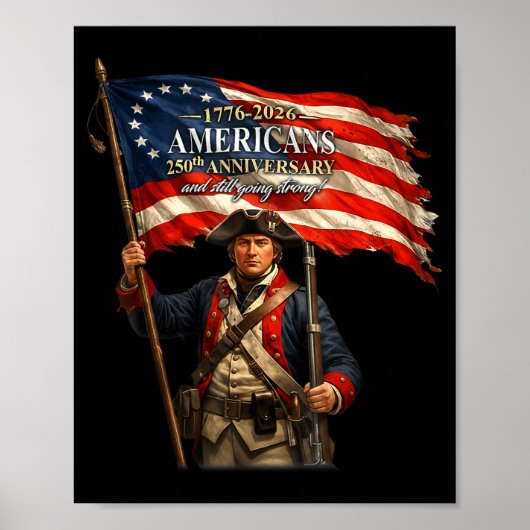 Soldier American Flag Patriotic Pride Illustration Poster (Voorkant)