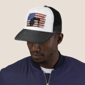 Soldier knielende silhouet en Amerikaanse vlag Trucker Pet (In situ)