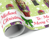 Soldier Nutcracker Persoonlijke naam kerstsneeuw Cadeaupapier (Rol Hoek)