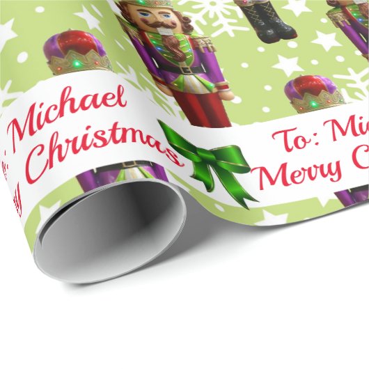 Soldier Nutcracker Persoonlijke naam kerstsneeuw Cadeaupapier (Rol Hoek)