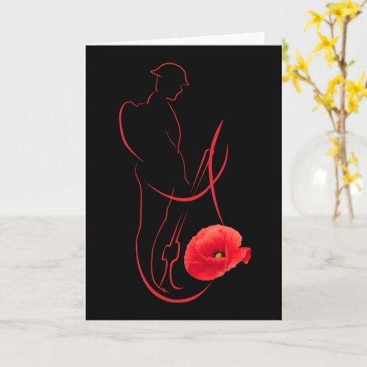Soldier Rode Klaproos Militaire Herdenking Veteran Kaart (Gele Bloem)