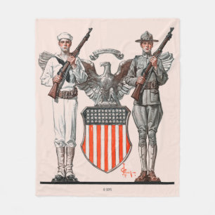 Soldier, Sailor en US Shield Fleece Deken