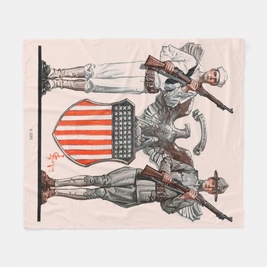 Soldier, Sailor en US Shield Fleece Deken (Voorkant (Horizontaal))