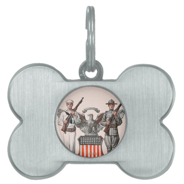 Soldier, Sailor en US Shield Huisdieren Naamplaatje (voorkant)