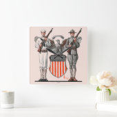 Soldier, Sailor en US Shield Vierkante Klok (Huis)