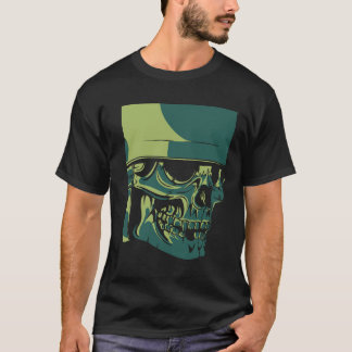 Soldier Skull Eenvoudige Moderne Zwarte Kunst Tren T-shirt