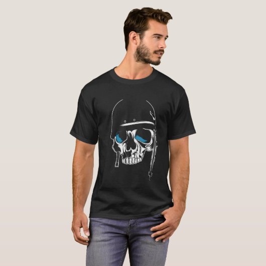 Soldier Skull Moderne Zwarte Kunst Kleurrijk T-shirt (Voorkant volledig)