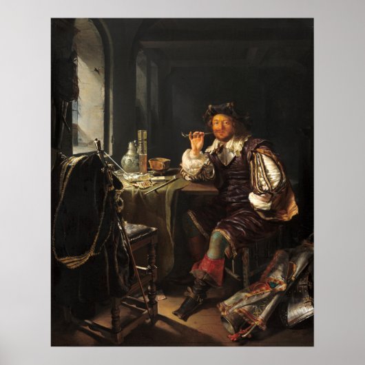 Soldier Smoking - Frans van Mieris Fine Art Poster (Voorkant)