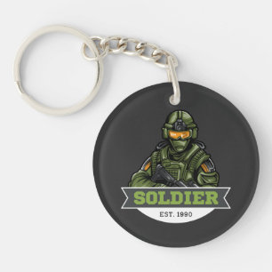 Soldier Tactisch Logo – Militair Embleem Ontwerp Sleutelhanger
